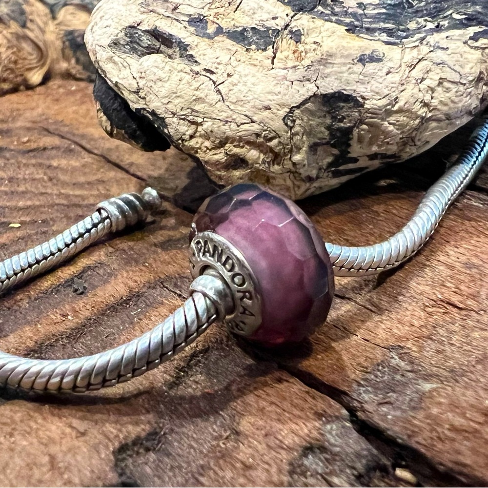 Authentic Pandora Charm Purple Fascinating Murano Bead Faceted 791071